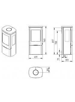 Печь-камин Jydepejsen Senza Dark Sandstone Sideglass