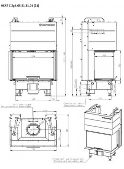 Каминная топка Romotop HEAT С 2g L 65.52.31.21 трехсторонняя с раздельными стеклами