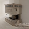 Трехсторонняя топка Астов П3С 7057 в облицовке изразцами из коллекции Птички. Трехсторонняя топка Астов П3С 7057 в облицовке изразцами из коллекции Птички.