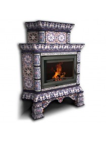 Изразцовый камин Кострома угловой двухъярусный Роспись