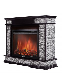 Каминокомплект: Очаг Electrolux EFP/P-2520LS,портал Scala 25 сланец скалистый белый, шпон тёмный дуб