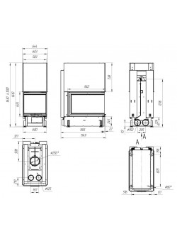 Каминная топка ДЕЛЬТА 900 три стекла принтинг