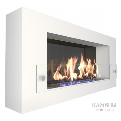Биокамин Orion 900 белый со стемалитом и стеклом (ZeFire)