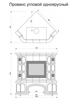 Изразцовый камин Прованс угловой однотонный А с дровником