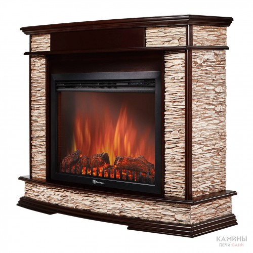 Каминокомплект:Очаг Electrolux EFP/P-3020LS, портал Scala 30 сланец скалистый бурый, шпон тёмный дуб Каминокомплект:Очаг Electrolux EFP/P-3020LS, портал Scala 30 сланец скалистый бурый, шпон тёмный дуб