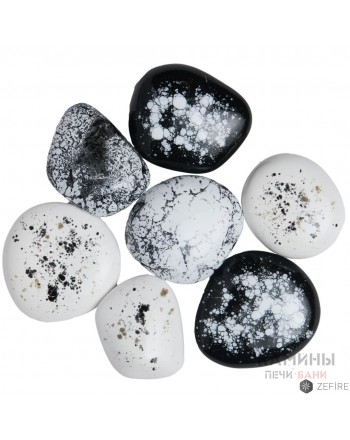 Декоративные керамические камни черно-бело-серые 7 шт (ZeFire)