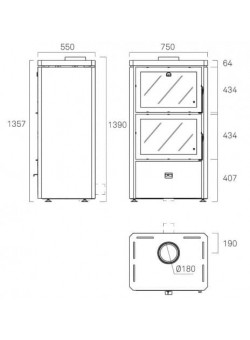 Печь камин Rocal HEBAR с духовкой