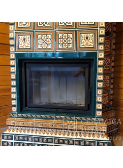 Угловая печь-камин Византия с топкой LISEO. Палитра: Лесная. 3290