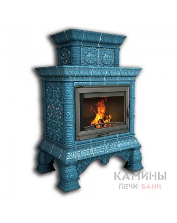 Изразцовый камин Кострома пристенный двухъярусный однотонный В