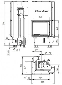 Каминная топка Hoxter ECKA 50/35/45Lh левосторонняя