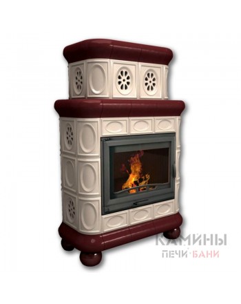 Изразцовый камин Медальон центральный двухъярусный однотонный В