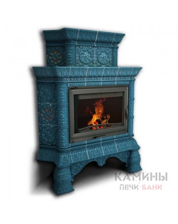 Изразцовый камин Кострома угловой двухъярусный однотонный В