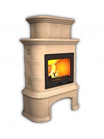 Изразцовый камин Прованс пристенный двухъярусный однотонный А с дровником