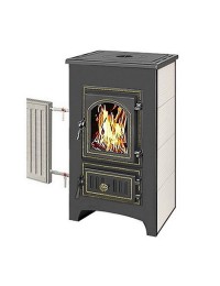 Печь-камин Везувий ПК-01 (270) БЕЖЕВЫЙ с плитой и теплообменником