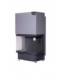 Каминная топка ДЕЛЬТА 800 РВ три стекла принтинг подовое горение черный шамот