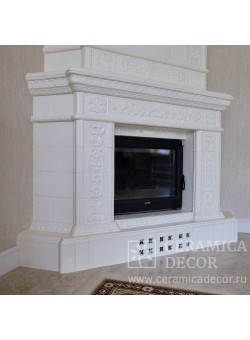 Изразцовая угловая печь-камин Альбион с топкой Liseo 07 3387