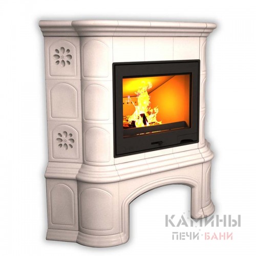 Изразцовый камин Прованс КимрПечь угловой однотонный А с дровником Изразцовый камин Прованс КимрПечь угловой однотонный А с дровником