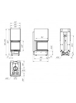 Каминная топка ДЕЛЬТА 700 P три стекла подовое горение принтинг
