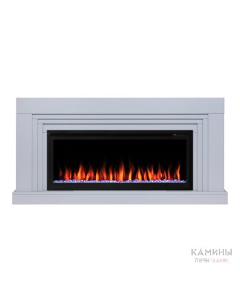 Каминокомплект STANLEY/НЕО Светло-серый с очагом Электроочаг SAPHIR/САПФИР 42