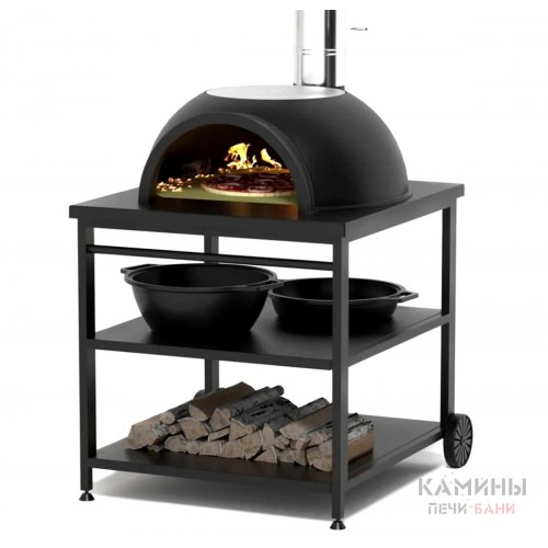 Садовая чугунная печь LEGENDA GARDEN (с основанием из немецкого шамота) на подставке