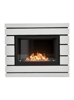 Каминокомплект: Биокамин Firelight BFP/P-2520, портал Moderno 25 шпон белый дуб