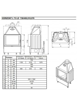 Каминная топка KOBOK Chopok L 73, LD 730×570