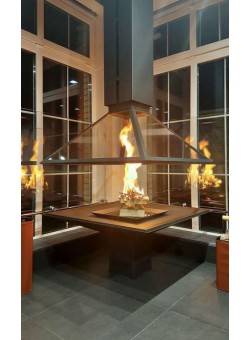 Камин центральный с подъемным колпаком