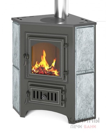 Печь-камин Везувий ПК-01 (220) с конфоркой УГЛОВОЙ, талькохлорит 