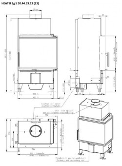 Каминная топка Romotop HEAT R/L 2g S 50.44.33.13 угловая с цельным стеклом