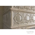 Кирпичный камин с чугунной топкой Keddy SK110VG в изразцах Элеганс
