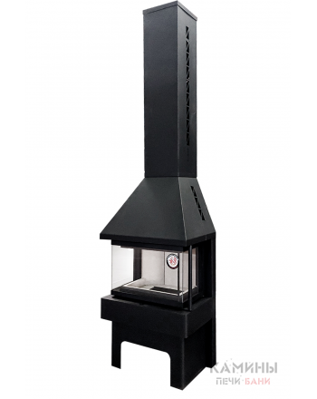 Печь-камин «Панорама» 3 стекла черная
