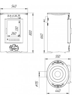 Печь отопительно-варочная Нелжа (Змеевик+"Окаменевшее дерево")