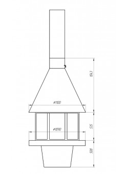 Островной камин LOFT - 02/1