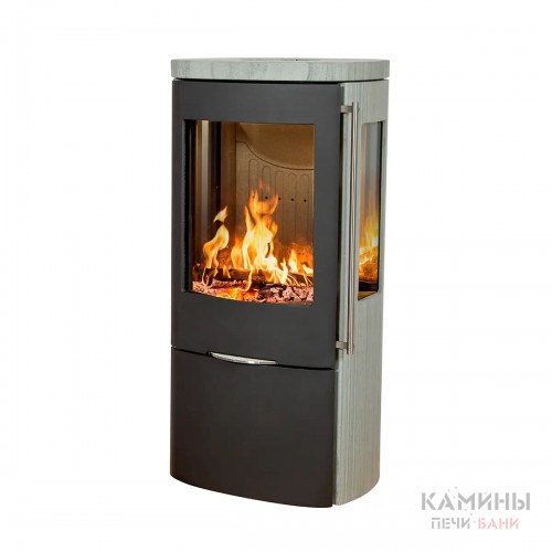 Печь-камин Jydepejsen Senza Grey Wood Sandstone Sideglass