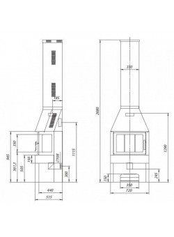 Печь-камин «Бавария» 3 стекла черная