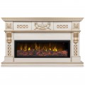 Каминокомплект CORSICA/МАЛАГА Бежевый дуб с золотой патиной с очагом Электроочаг BEVERLY-S MULTY/БЕВЕРЛИ МУЛЬТИКОЛОР