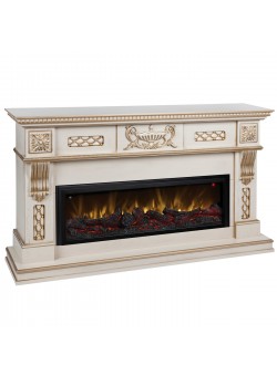 Каминокомплект CORSICA/МАЛАГА Бежевый дуб с золотой патиной с очагом Электроочаг BEVERLY-S MULTY/БЕВЕРЛИ МУЛЬТИКОЛОР