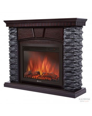 Каминокомплект: Очаг Electrolux EFP/P- 2520LS с порталом Porto 25 камень черный, шпон венге