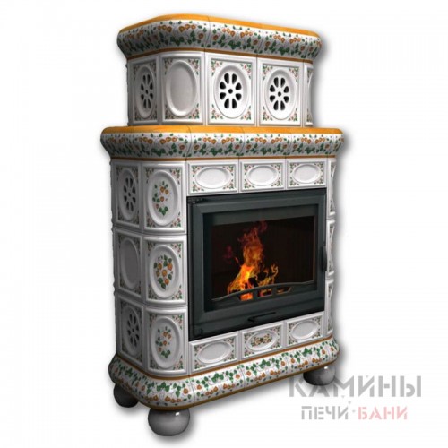 Изразцовый камин Медальон КимрПечь центральный двухъярусный Роспись