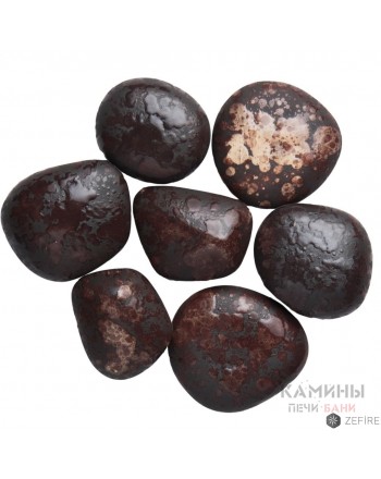 Декоративные керамические камни коричневые матовые с глянцевой крапинкой 7 шт (ZeFire)