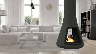 Cheminée suspendue Calista centrale pivotante - JC Bordelet