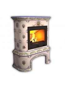 Изразцовый камин Прованс центральный с дровником Роспись