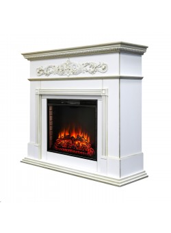 Каминокомплект BEETHOVEN/БЕТХОВЕН Белый дуб с золотой патиной с очагом Электроочаг EPSILON 26