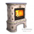 Изразцовый камин Прованс КимрПечь пристенный с дровником Роспись Изразцовый камин Прованс КимрПечь пристенный с дровником Роспись