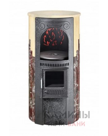 Печь отопительно-варочная Лада Россо Леванте + "Окаменевшее дерево"