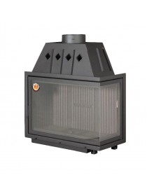 Каминная топка Экокамин Альфа 1000 RB два стекла правая черный шамот 