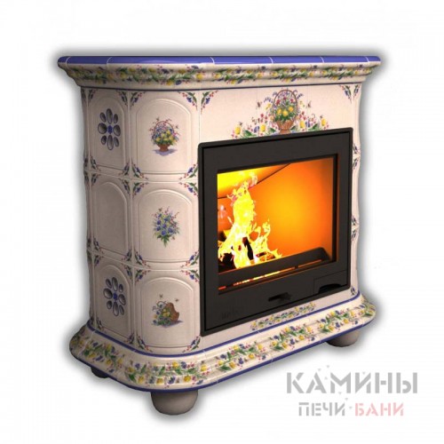 Изразцовый камин Прованс КимрПечь центральный Роспись Изразцовый камин Прованс КимрПечь центральный Роспись