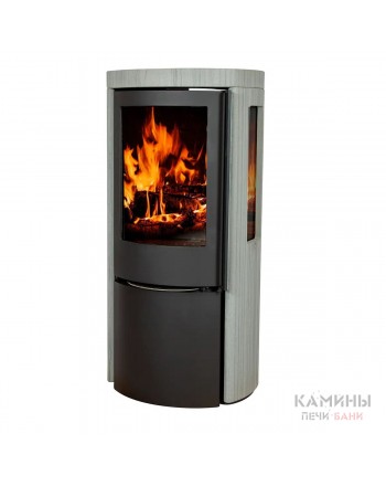 Печь-камин Jydepejsen Cozy Classic Grey Wood Sandstone Sideglass