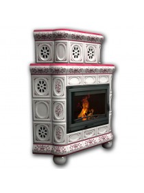 Изразцовый камин Медальон угловой двухъярусный Роспись