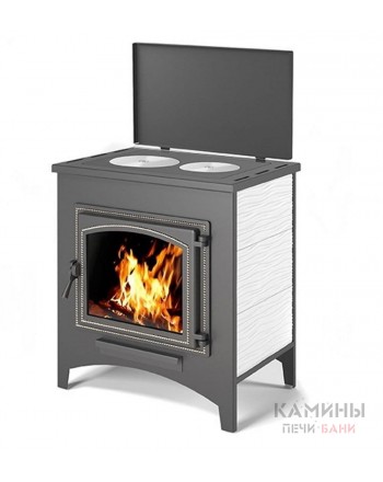 Печь-камин Везувий ПК-04 (240) с плитой бежевый 